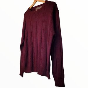 Oscar del Renta Classic Burgundy Cable Sweater